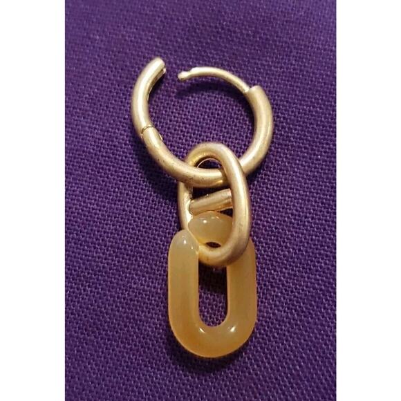 Sonoma Dangle Earrings In Matte Gold Tone With Yellow Acrylic Chain Link Accent - Picture 7 of 9